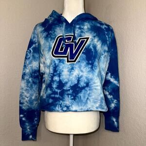 Grand Valley State Lakers Cropped Hoodie Women XS Blue White Tie Dye GVSU